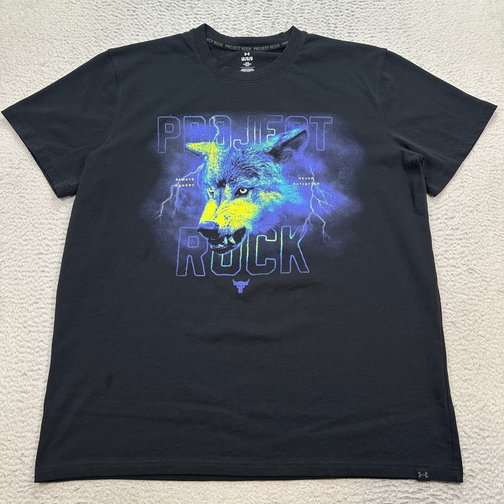 Under Armour Project Rock Wolf Shirt Men's Size Large Heavyweight Short Sleeve